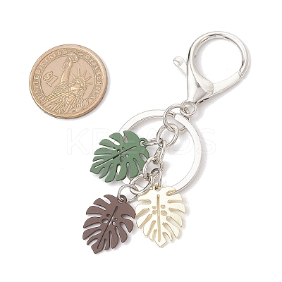 Tropical Leaf Baking Paint Alloy Pendant Keychains KEYC-JKC01270-01-1