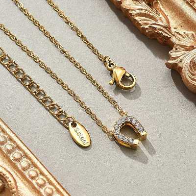 304 Stainless Steel Crystal Rhinestone Pendant Cable Chain Necklaces for Women LS-NJEW-C062-01B-G-1