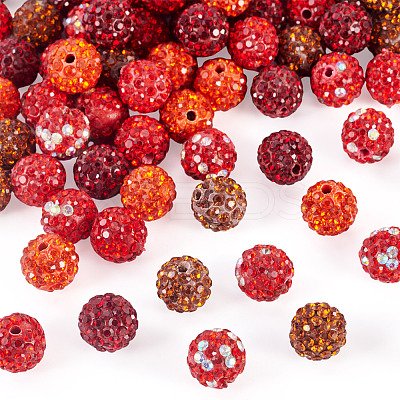 100Pcs 5 Colors Pave Disco Ball Beads RB-TA0001-25-1