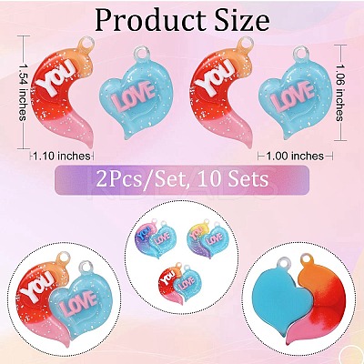 10 Sets Gradient Color Opaque Resin Pendants RESI-SZ0001-91A-1