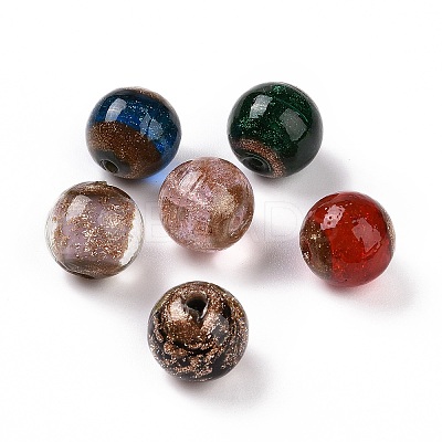 Handmade Gold Sand Lampwork Beads LAMP-C004-02-1