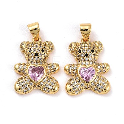Brass Micro Pave Cubic Zirconia Pendants KK-K258-24A-G-RS-1
