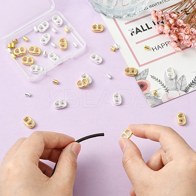 DIY Brass Cord Ends & Silicone Slide Charms Findings Kits KK-CJ0003-51-1