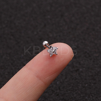 Brass Micro Pave Clear Cubic Zirconia Cartilage Earrings for Women WG50079-06-1