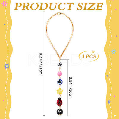 3Pcs Evil Eye Plastic with Iron Pendant Decorations HJEW-CN0001-26-1
