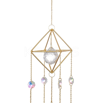 Geometric Metal Suncatchers Wall Hanging Decoration HJEW-G018-01B-G-1