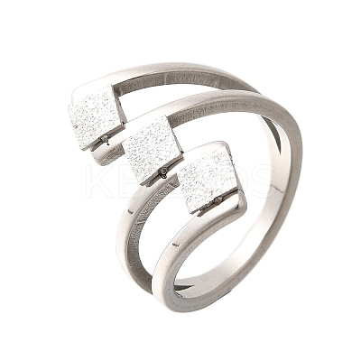 Textured Rhombus 304 Stainless Steel Finger Ring for Women RJEW-L126-09B-P-1