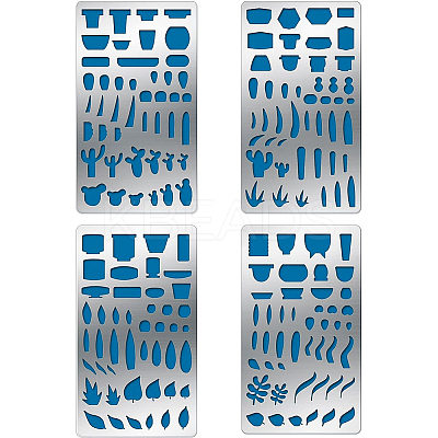 4Pcs 4 Style 304 Stainless Steel Cutting Dies Stencils DIY-BC0003-56-1