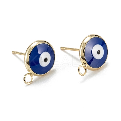 Eco-Friendly Brass Enamel Stud Earring Findings KK-H761-02G-F-1