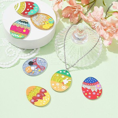 14Pcs 7 Styles Easter Egg Bunny Acrylic Pendants FIND-CJ0001-70-1