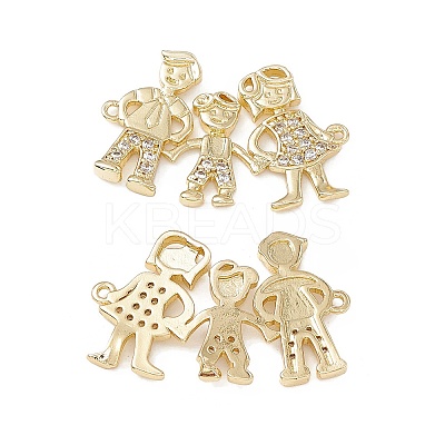 Brass Micro Pave Clear Cubic Zirconia Connector Charms KK-E068-VB362-1