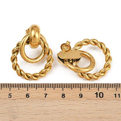 304 Stainless Steel Twist Ring Dangle Stud Earrings EJEW-K268-22G-1