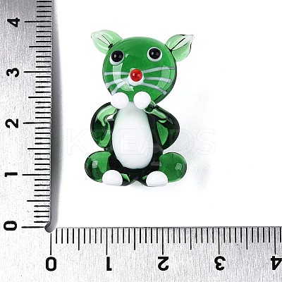 Handmade Lampwork Cat Figurine Display Decorations LAMP-N034-26D-1