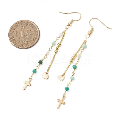 Cross 304 Stainless Steel Dangle Earrings EJEW-JE06779-1