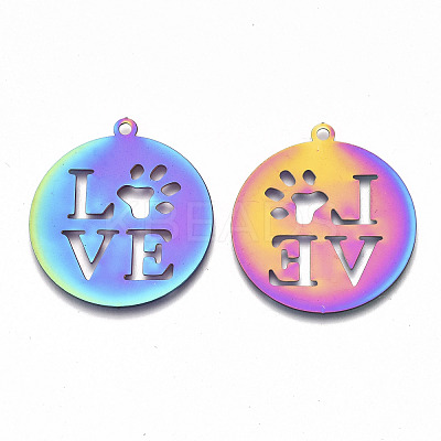 Ion Plating(IP) 201 Stainless Steel Pet Pendants X-STAS-R114-005-1