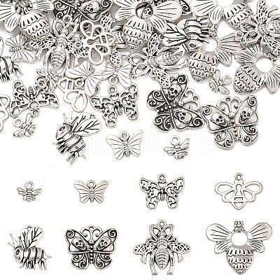 40Pcs 8 Styles Tibetan Style Alloy Pendants TIBE-YW0001-65-1