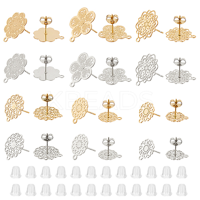 24Pcs 304 Stainless Steel Stud Earring Findings STAS-DC0017-03-1