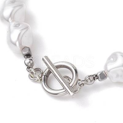 Nuggets Plastic Imitation Pearl & Glass & Synthetic Non-magnetic Hematite Beaded Bracelets for Women BJEW-JB10569-1