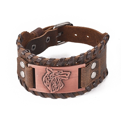 Full Grain Leather Cord Bracelets BJEW-G620-B03-1