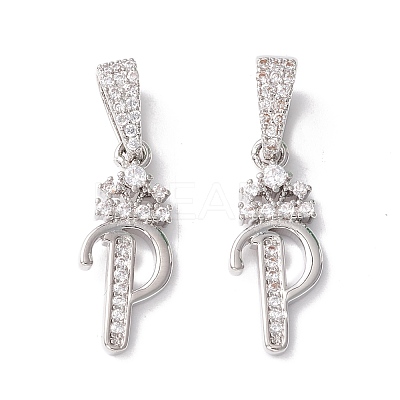 Eco-Friendly Brass Micro Pave Cubic Zirconia Pendants KK-K265-01P-P-1