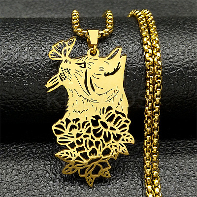 201 Stainless Steel Pendant Necklaces NJEW-C066-19G-1