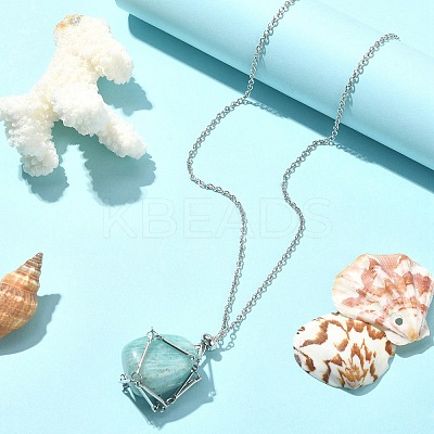 Tarnish Resistant 304 Stainless Steel Braided Macrame Pouch Empty Stone Holder for Pendant Necklace Making NJEW-TA00078-1