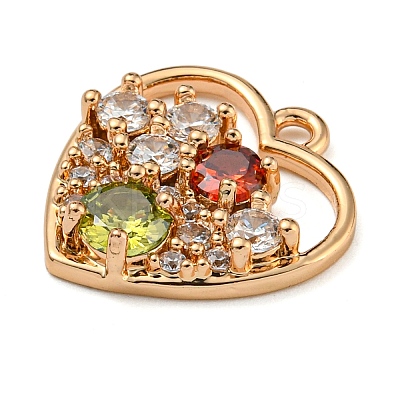 Brass Micro Pave Clear Cubic Zirconia Pendants ZIRC-U003-01G-02-1
