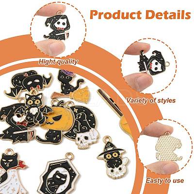 10Pcs 10 Styles Halloween Alloy Enamel Pendants ENAM-FS0003-83-1
