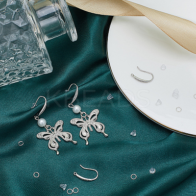 2 Pairs Rhodium Plated 925 Sterling Silver Earring Hooks DIY-CN0002-87-1