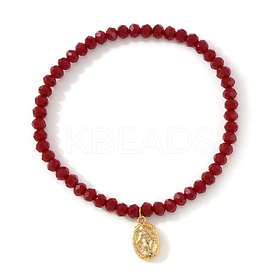 Elegant Oval with Virgin Mary Brass Charm Bracelets GL6269-2-1
