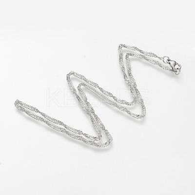 Non-Tarnish 304 Stainless Steel Singapore Chains Necklaces STAS-S066-20-1