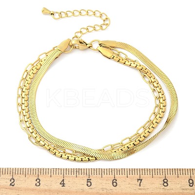 304 Stainless Steel Herringbone & Cable & Half Round Link Chain Bracelets BJEW-U019-04G-03-1