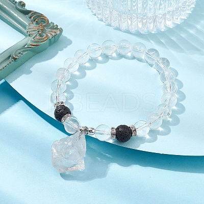 Natural Quartz Crystal Beaded Stretch Bracelets BJEW-JB10070-05-1