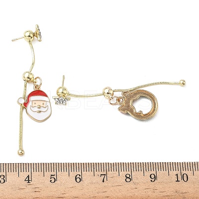 Christmas Aloy Enamel Dangle Stud Earrings for Women LS-EJEW-F399-05A-G-1