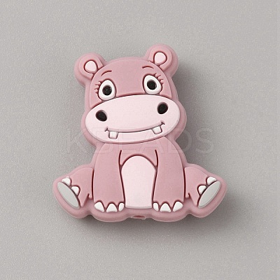 Rhinoceros Food Grade Eco-Friendly Silicone Beads LS-SIL-WH0019-24B-1