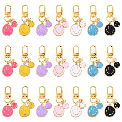 14Pcs 7 Style Alloy Enamel Pendnat Decorations HJEW-YW00164-1