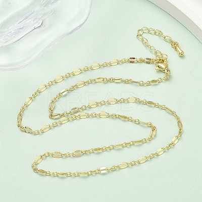 3MM Brass Dapped Chain Necklaces NJEW-P339-02B-G-1