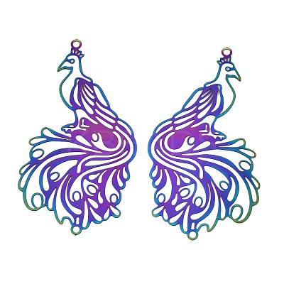 Ion Plating(IP) 201 Stainless Steel Filigree Big Pendants X-STAS-S118-015-1
