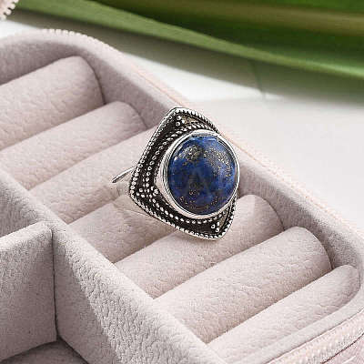 Natural Lapis Lazuli Adjustable Rings G-P560-03AS-14-1