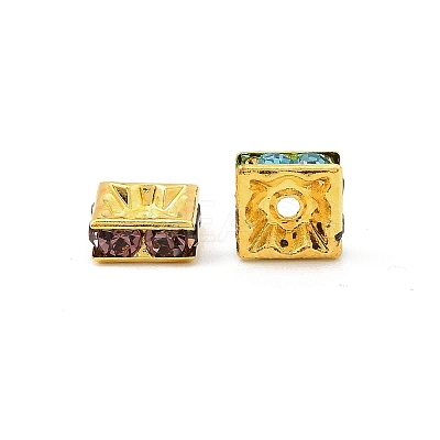 Brass Rhinestone Spacer Beads RB-A013-8x8-G-1