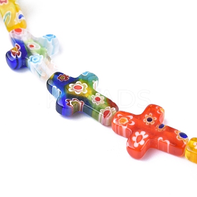 Cross Handmade Millefiori Glass Beads Strands LK-R004-31-1