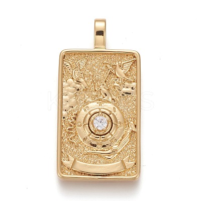 Brass Micro Pave Clear Cubic Zirconia Pendants ZIRC-Z004-01H-1