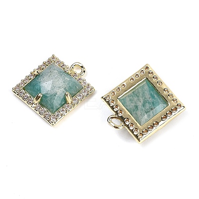 Natural Amazonite Faceted Square Charms G-I375-06G-04-1