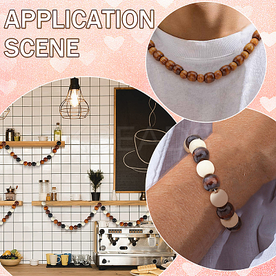 250Pcs 5 Styles Wood European Beads WOOD-PA0001-41-1