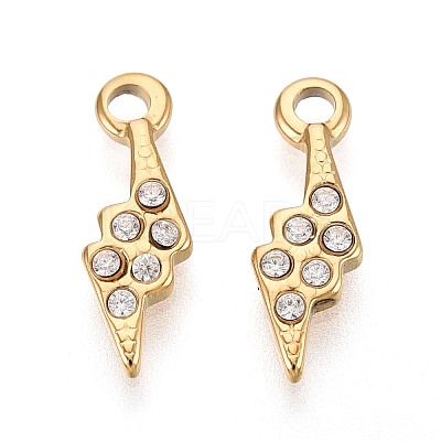 304 Stainless Steel Micro Pave Cubic Zirconia Pendants STAS-N115-51G-1