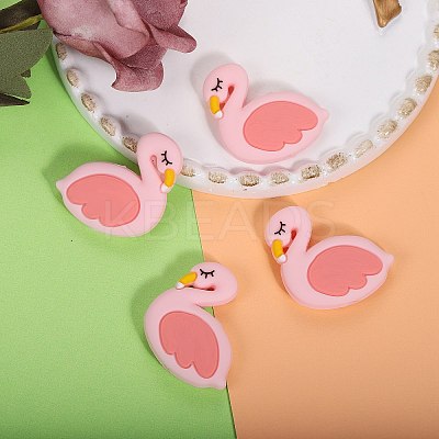 10Pcs Cartoon Flamingo Silicone Beads JX703A-1