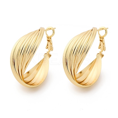 Brass Twist Hoop Earrings EJEW-R025-30G-1