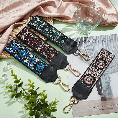 4Pcs 4 Color Polyester Wristlet Short Bag Straps AJEW-WR0001-83-1