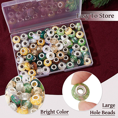 72Pcs 12 Colors Christmas Theme Resin Rondelle European Beads RESI-TA0004-88-1