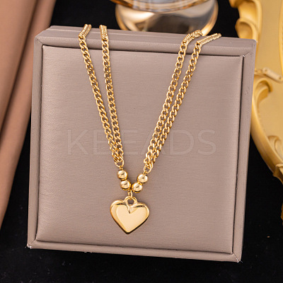 304 Stainless Steel Heart Pendant Necklaces for Women LS-NJEW-Z072-06G-1